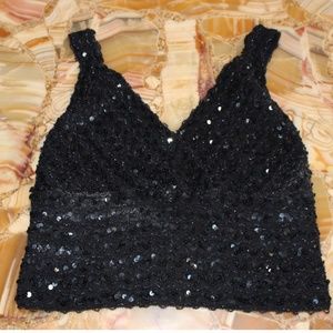 Black Sequin Crop Top